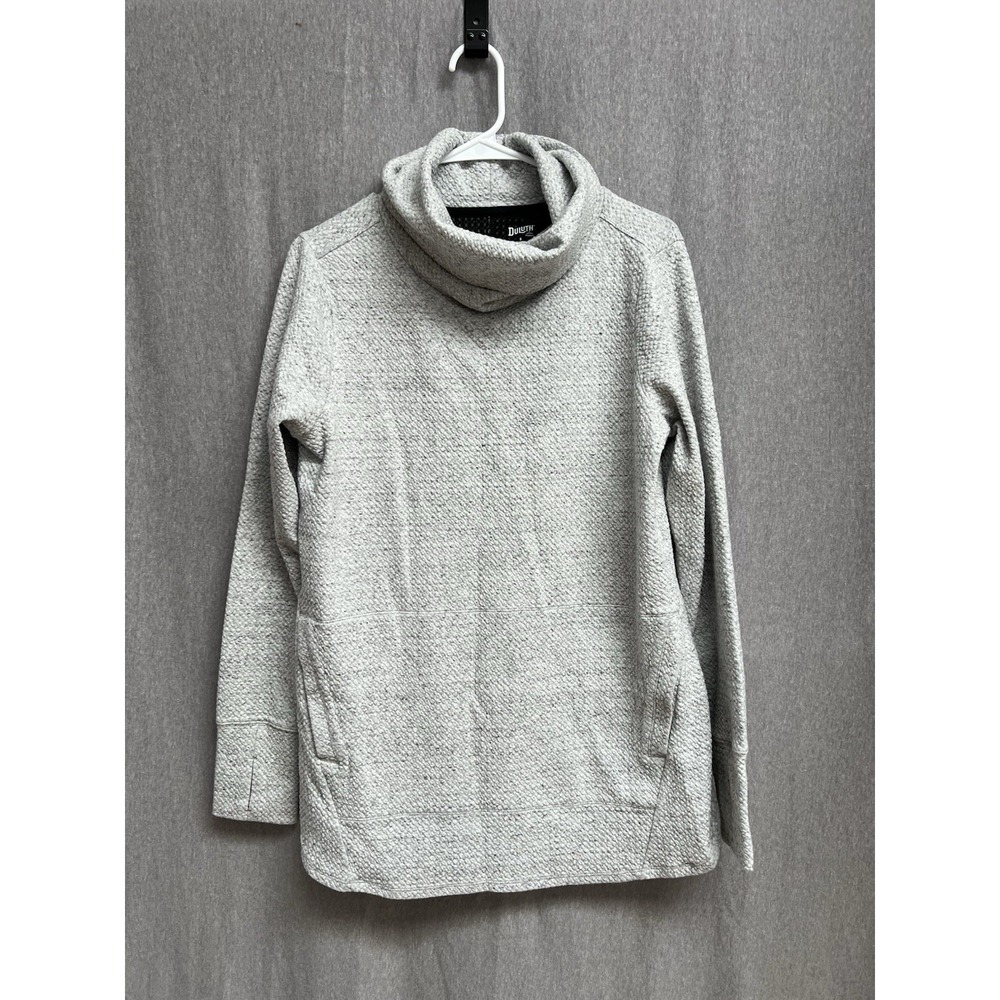 Duluth Trading Women's Textured Jacquard Funnelneck Tunic Sz S Gray